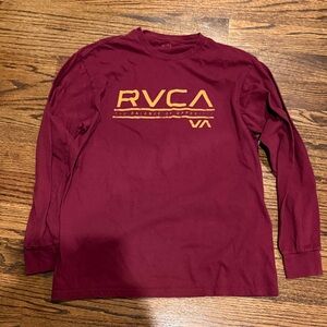 RVCA Men's Burgundy Long Sleeve Tee